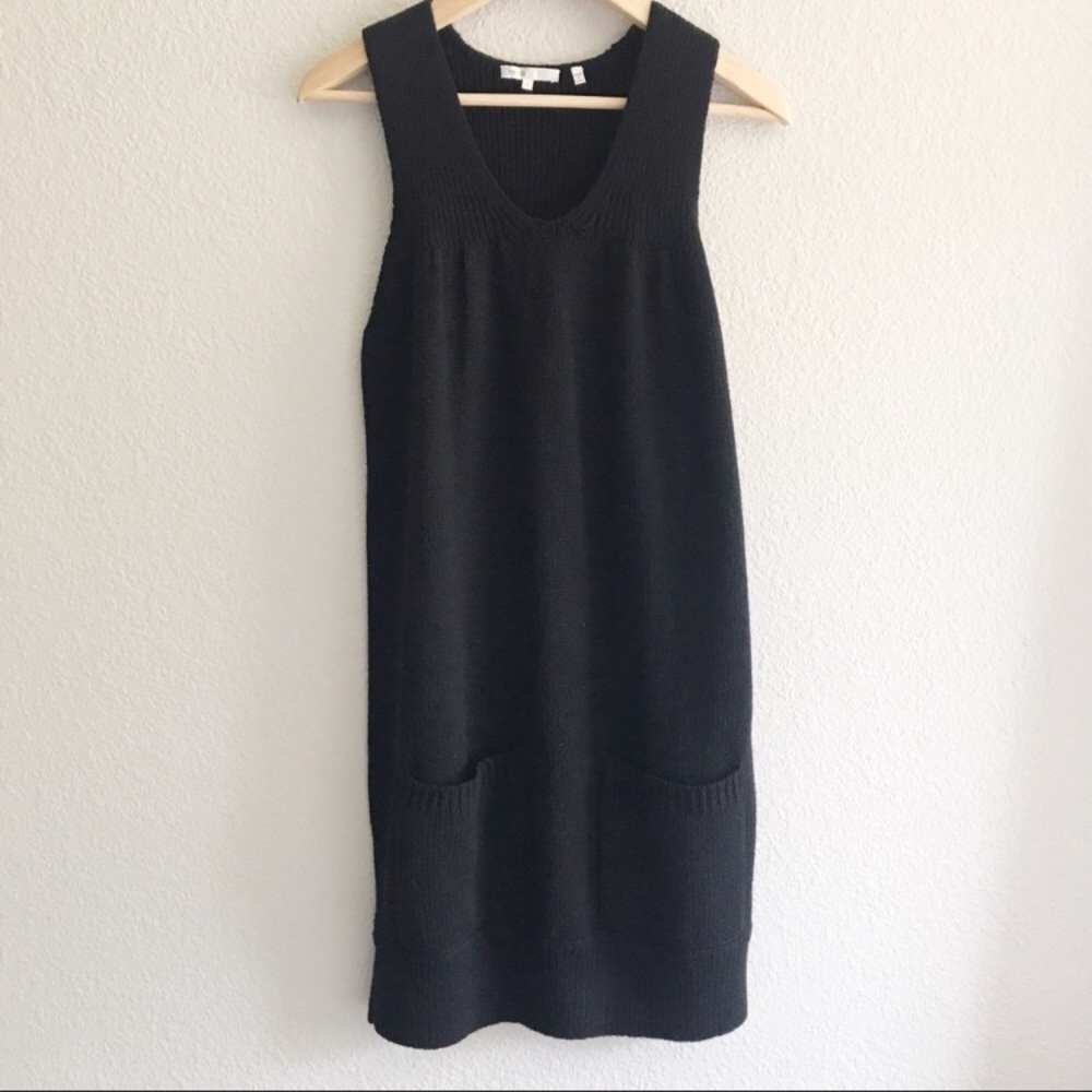 Vince. Sleeveless V-neck Wool Sweater Dress